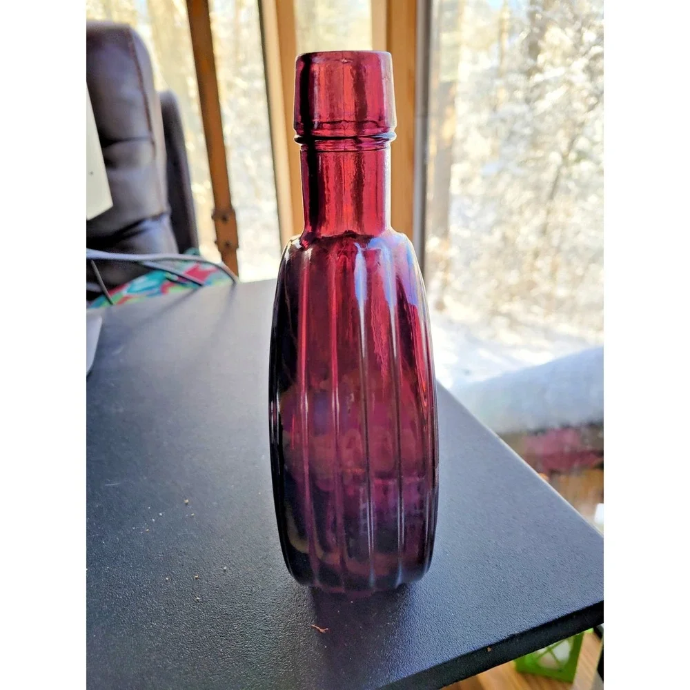 Wheaton Presidential Decanter Vintage Carnival Glass Purple Dwight D Eisenhower - Picture 5 of 6